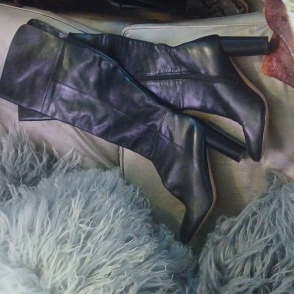 INC International Concepts Shoes - INC "TYLIEE" Black REAL Leather Over The Knee Boots sz.9